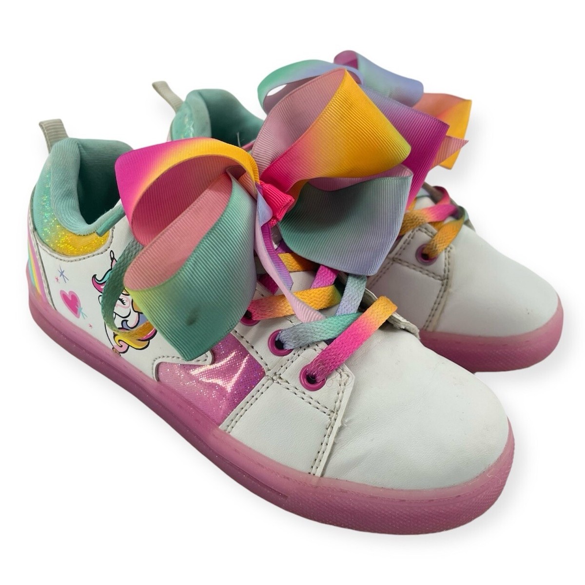 Nickelodeon Jojo Siwa Girl’s Rainbow Unicorn Doodle Bow Colorful Sneakers  Size