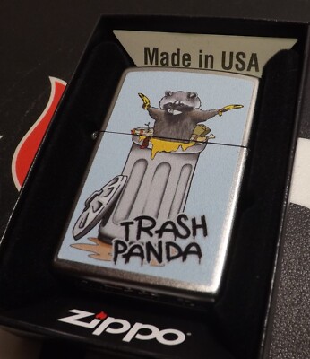 Zippo ''Trash Panda'' Funny Racoon Satin Chrome Org Box Hard to Find H 2024