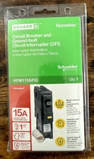SQUARE D HOM115GFI HOM115GFIC 15 A GROUND FAULT CIRCUIT BREAKER