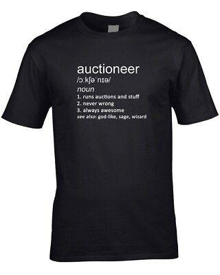 Auctioneer Joke Definition Mens T-Shirt Gift Idea Funny Auction Sale Job Work
