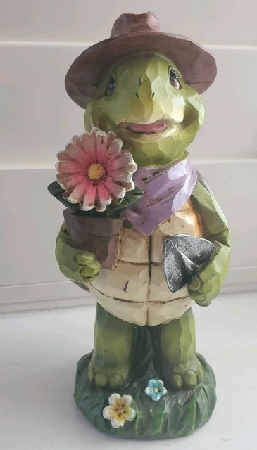 Turtle Garden Resin Figurine With Flower And Shovel | eBay