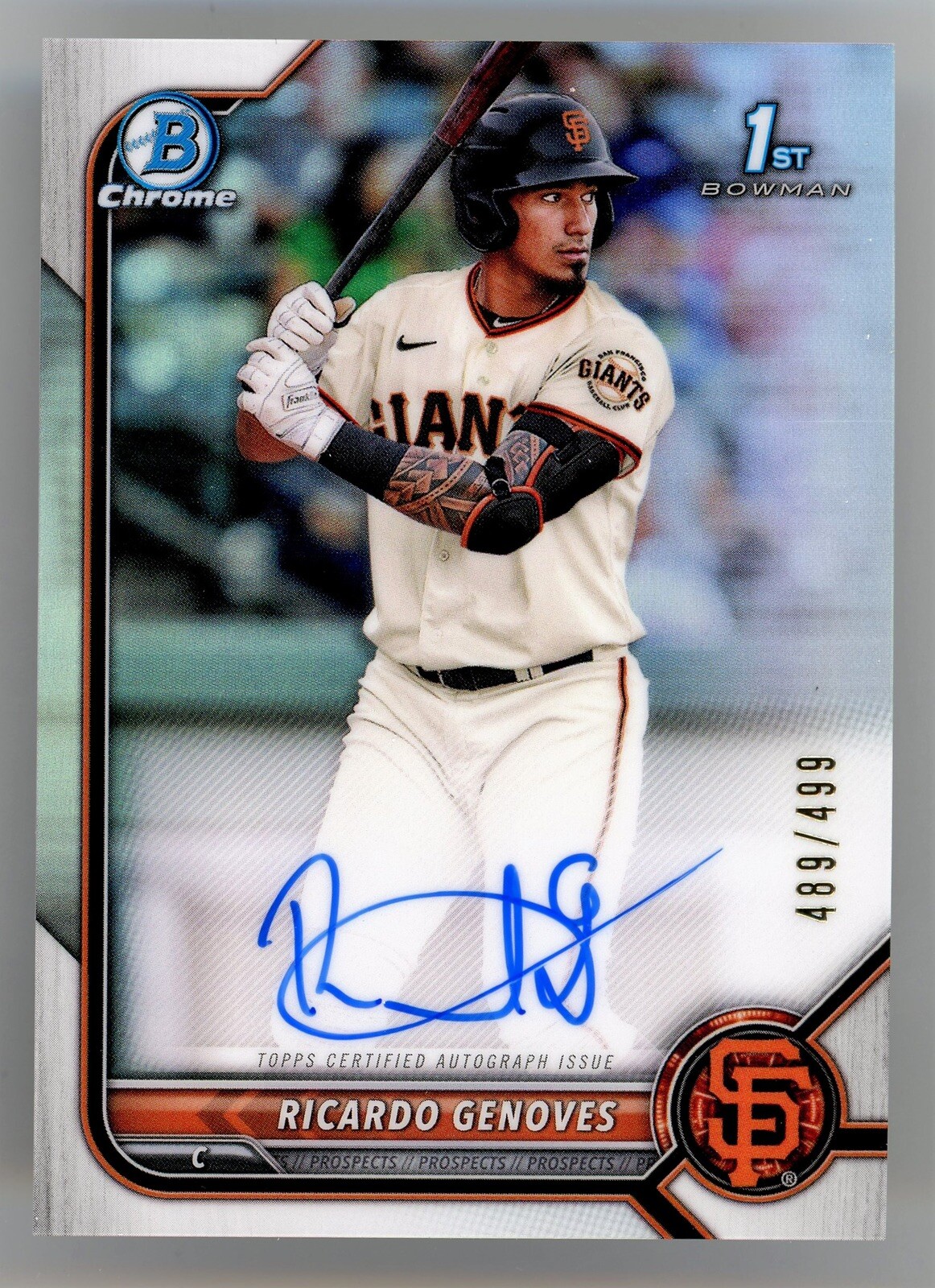 2022 Topps Chrome Ricardo Genoves #Cpa-Rgv Bowman 1st Auto 489/499 Refractor