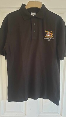 BASSET HOUND CLUB 70TH ANNIVERSARY Black POLO SHIRT Medium