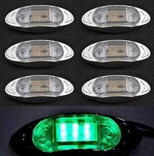 6 pcs Green 12V LED Side ChromeMarker Lights w/ Clear Lens Truck Car ATV Caravan