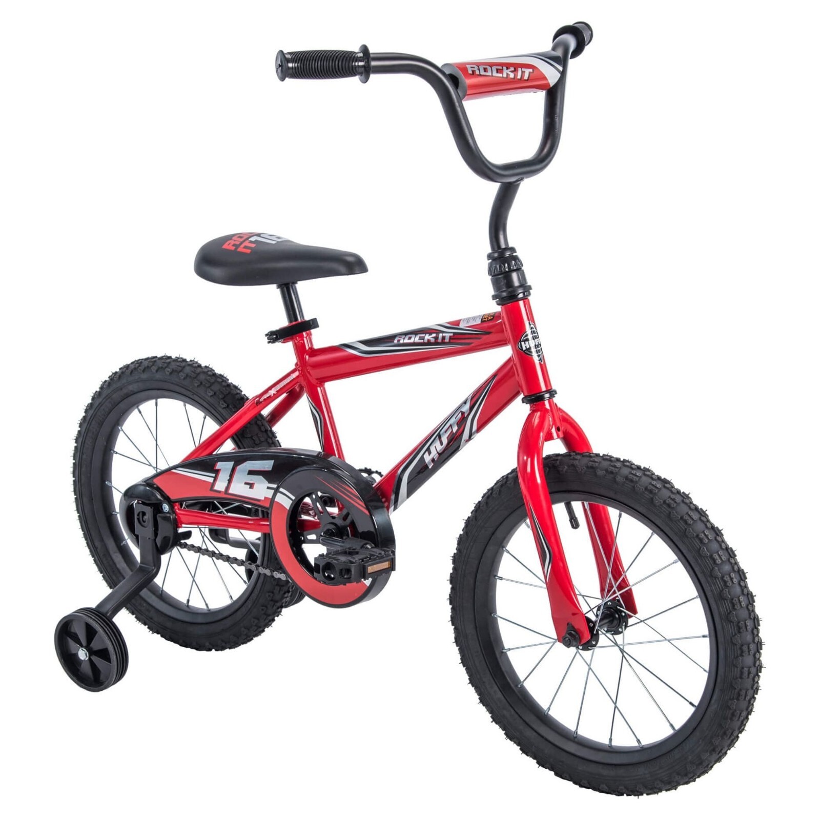 16" Rock It Boys Bike W/ Training Wheels Red Huffy Kids Bicycle 4-6 Years Old