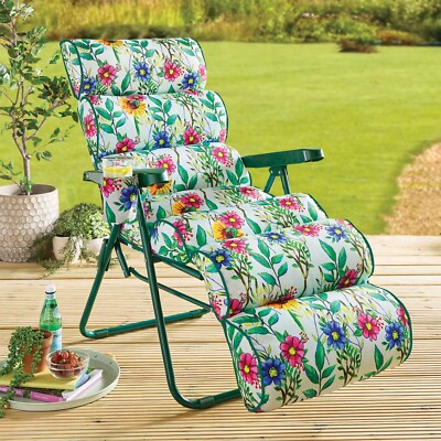 Luxury Lumbar Support Lounger Chair Outdoor Garden Patio Reclining  Positions UK