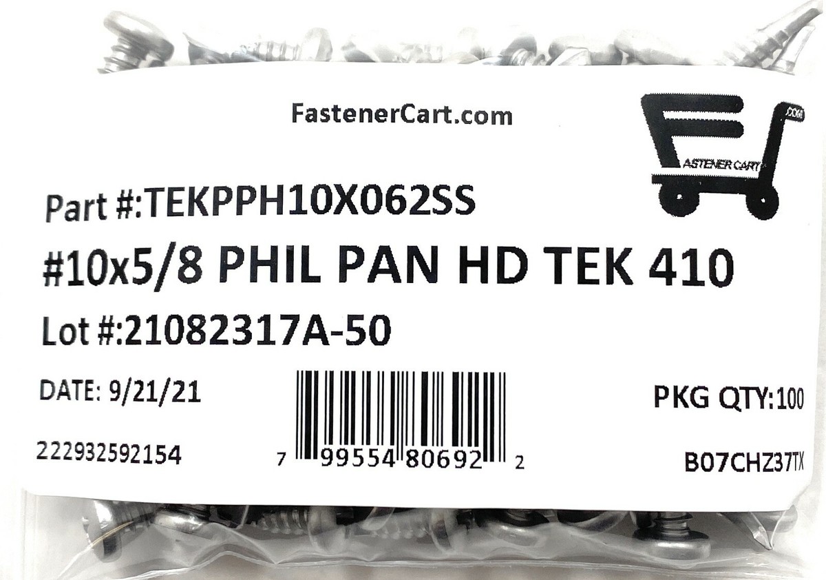 10 x 5/8-in Phillips, Pan Head, Fine Thread, #3.5 Super-Tek