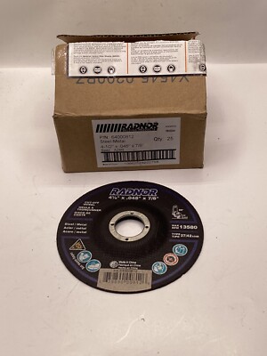 Box of 25 Radnor 64000812 Steel Metal Cut-off Wheel 4-1/2'' x 0.45 x 7/8''