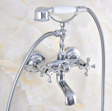 Polished Chrome Brass Bathtub Faucet with Hand Spray Shower Mixer Tap Set 2tf863