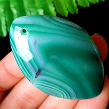52x34x8mm Green Stripes Onyx Agate Marquise Reiki Healing Pendant Bead EA86829