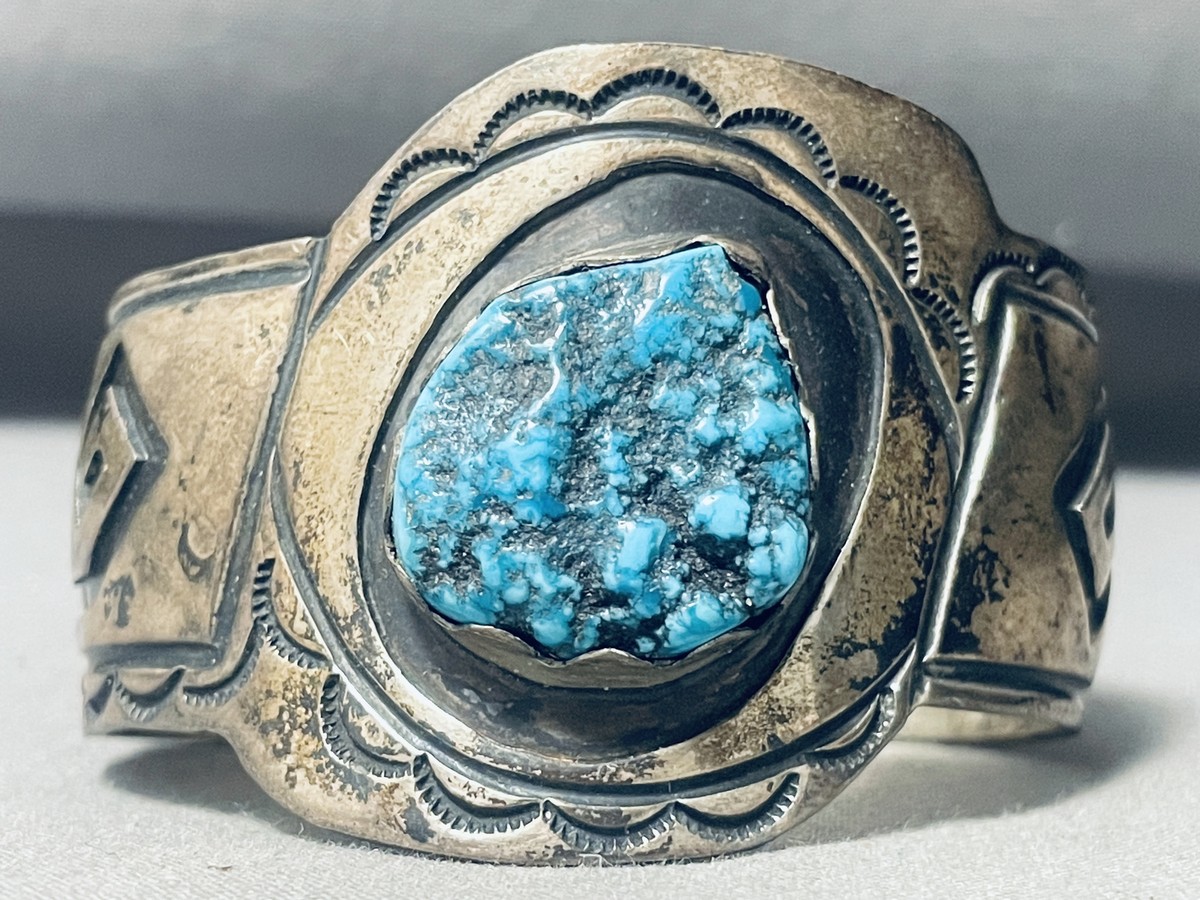 Rare Vintage Native American Navajo Dodson Turquoise Sterling Silver Bracelet Rare Vintage Native American Navajo Dodson Turquoise Sterling Silver Bracelet