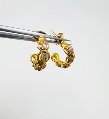 Nachlass Massive 10K 14K Mehrfarbig Gold Black Hills Halb J Creolen 12mm, 2g