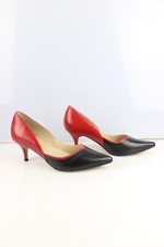 Escarpins San Marina En Cuir Lisse Noir - Taille 37 - Talons 2-7 Cm - Occasion Très Bon état