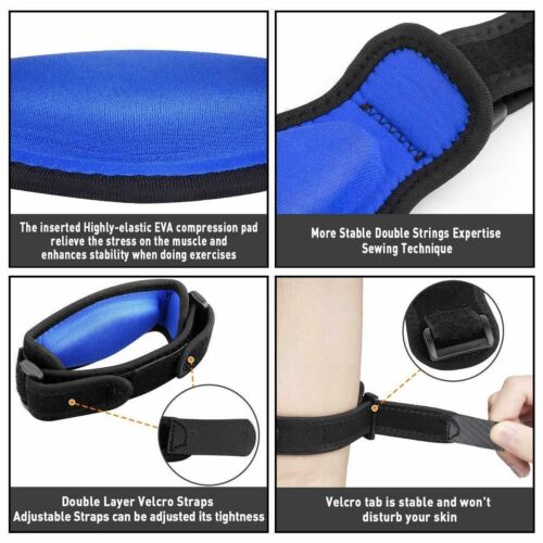 Correa para codo de tenis tendinitis golfistas banda de gel golf alivio del dolor soporte - Imagen 13 de 17
