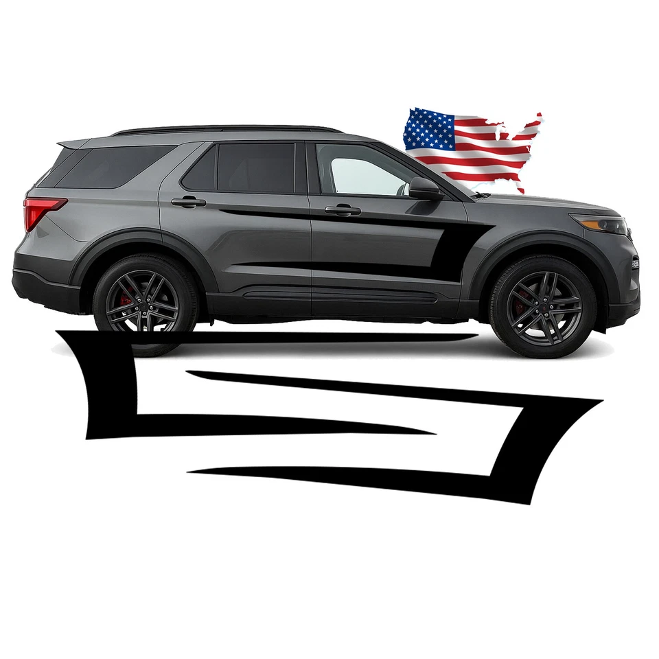 Calcomanía de vinilo de rayas laterales de carreras para palo de hockey para Ford Explorer 2013-2026 Foto 2 de 3