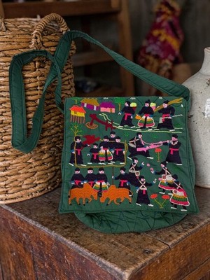Beautiful Handmade Hmong Boho Embroidered Crossbody Bag