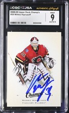 2008-09 UPPER DECK CHAMPS #59 MIIKKA KIPRUSOFF CARD CGC JSA MINT 9/9 AUTO