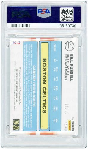Bill Russell Celtics Signed 2019-20 Panini Contenders #82-BRS #9/10 PSA 8 Card view 2