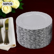 50 Pcs Charger Plates Bulk, 13 Inch Plastic Round Charger Dinner Plates Elegant