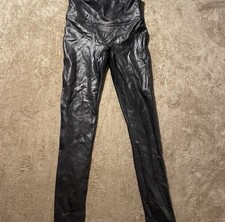 Spanx Leggings Womens Medium Faux Leather Black Mid Rise Halloween Grunge Pants