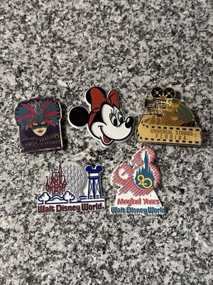 Lot Of 5 Vintage Walt Disney World And Universal Studios Refrigerator Magnets