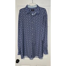 Shaquille O'Neal XLG Big Fit Cooling Dress Shirt Blue Floral 18.5 36/36 XL