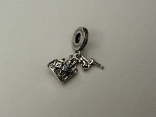 NUEVO Genuino Pandora Plata Parques Disney Exclusivo Castillo Campanilla Cuelga Dije