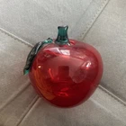 Vintage MCM Hand-blown Murano Glass Paperweight Creazioni Silvestri Apple Red