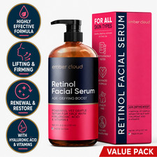 Retinol Face Serum for Skin Renewal and Hydration, Anti-Aging Wrinkle Care, 8 oz