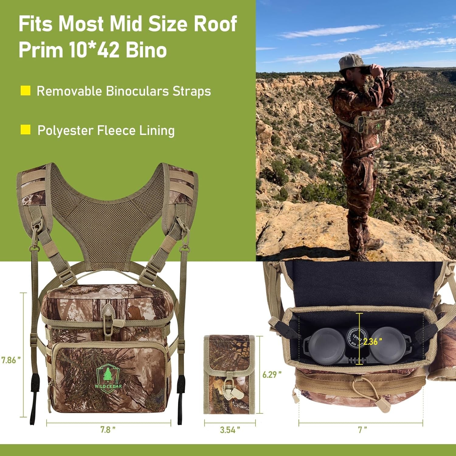 Hunting Binocular Harness with Rangefinder Pouch & Rain Cover