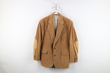 Vintage 70s Streetwear Mens 40R Distressed Elbow Patch Corduroy Blazer Jacket