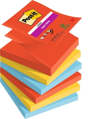 Post-it® Super Sticky Z-Notes Playful Collection Haftnotizen 76x76mm 6 Blöcke