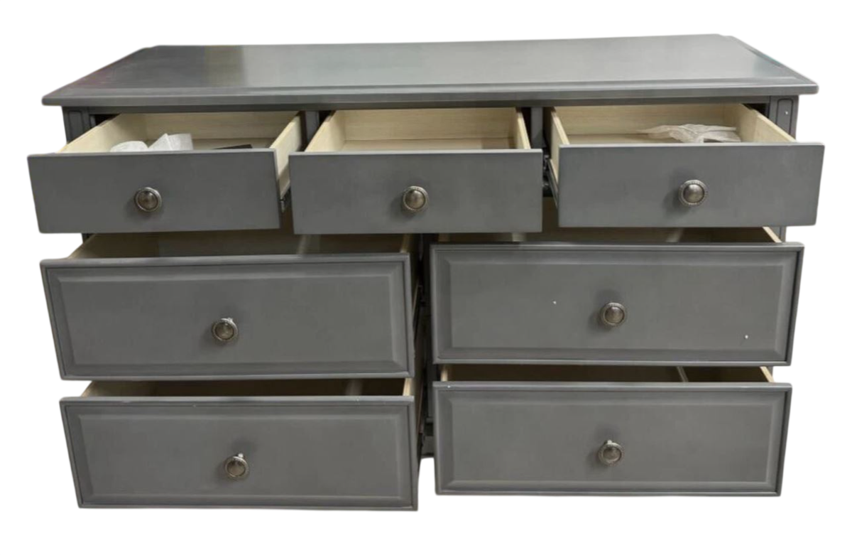 slim fit dress slacks Evolur Aurora 7 Drawer Double Dresser, Akoya Grey Pearl/Silver Mist & –  BAJE HOME main image 1
