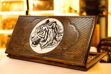 Wooden Handmade Quality Backgammon Game Set Tiger Wood Armenian Custom Nardi