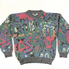 Vintage Heet Sportswear Thick Sweater Geometric Abstract Sweatshirt Sz M