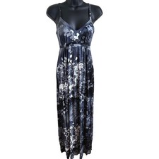 Vintage Express Maxi Dress XS Whimsygoth Y2K Abstract Floral Open Back Halter