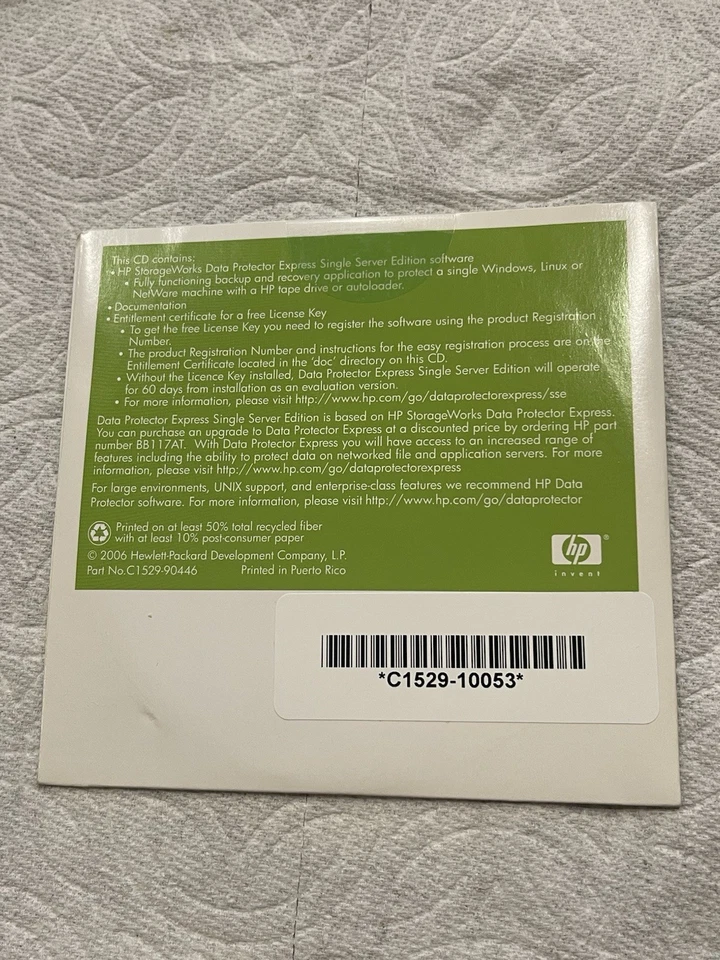 HP Data Protector Express Single Server Edition 2006 New Sealed Rare C1529-10053 - Image 2 of 2