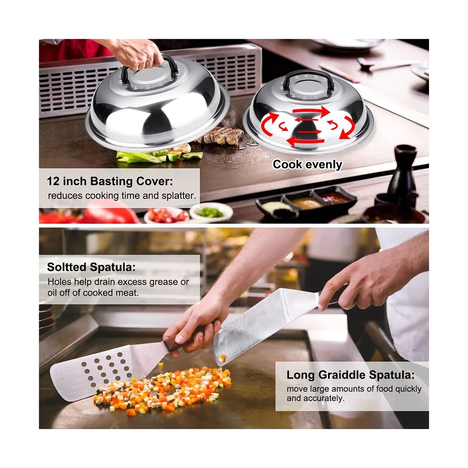 Kit de Accesorios para Plancha, Juego de Herramientas para Parrilla para Plancha 135 Piezas para Blackstone y C... Foto 4 de 4