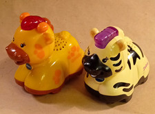 Fisher-Price Amazing Animals Giraffe & Zebra Toy Figures Lot of 2