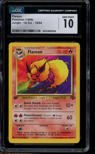 Flareon (1st Edition) graded CGC 10 for sale on eBay