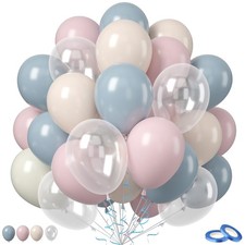 Dusty Pink and Blue Balloons, 50PCS 12-Inch Gender Reveal Party Decorations