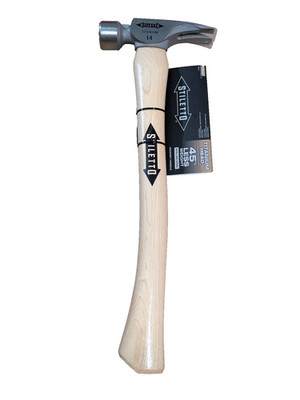 Stiletto 14 oz Titanium Milled Face Hammer with 18 in. Curved Hickory Handle
