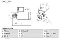 DéMarreur Bosch 0 986 020 350 FüR Oe A 005 151 39 01 - A 005 151 39 01 80 - A