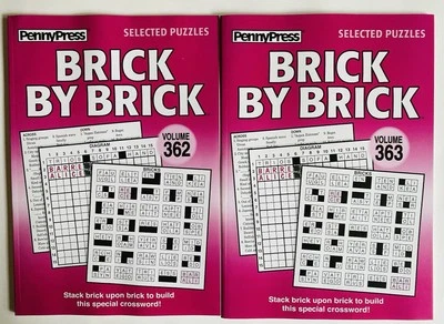 Lot of 2 BRICK BY BRICK Penny Press Selected Puzzles DELL Variety crosswords