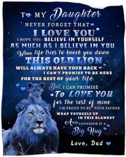 To My Daughter Blanket from Dad, Blue Lion Flannel Throw, 50x60in