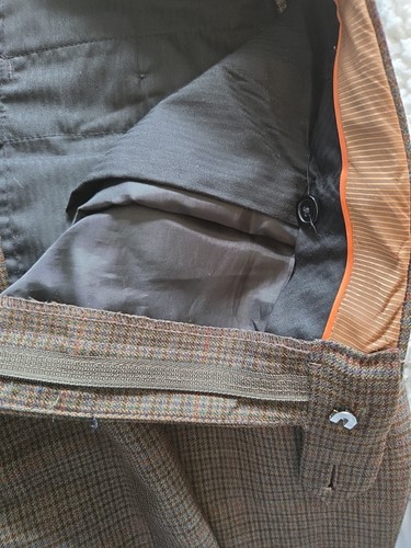 Pantalones de vestir para hombre Sette Ponte marrón borgoña con puños talla 38x32 - Imagen 6 de 9