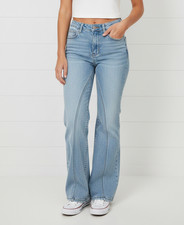 Women Jeans Extra Wide Leg Dusk Blue Acid Wash High Waist Size 8 NWT