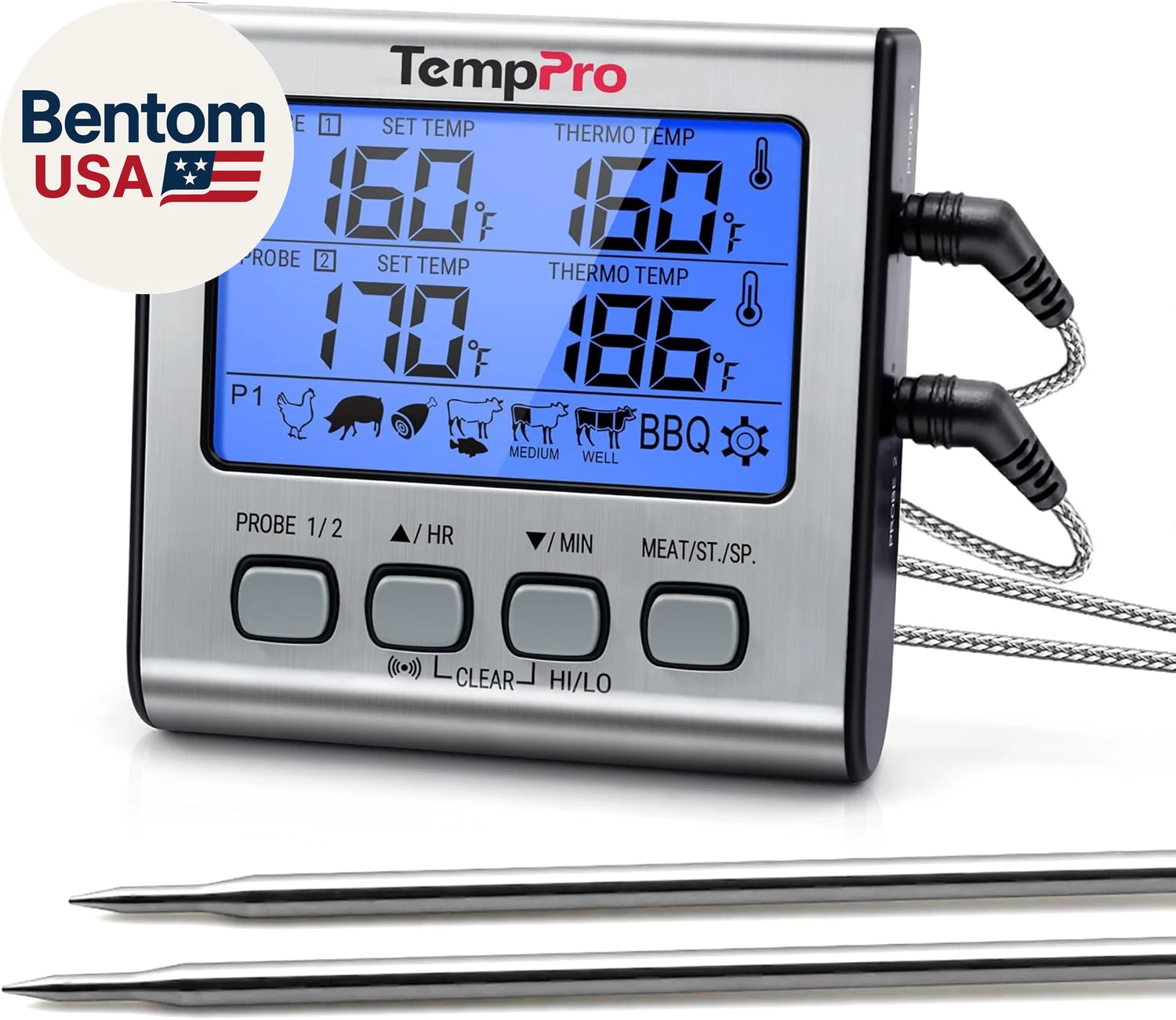 TP17 Dual Probe Digital Cooking Meat Thermometer Large LCD Backlight Food Grill
Opens in a new windo