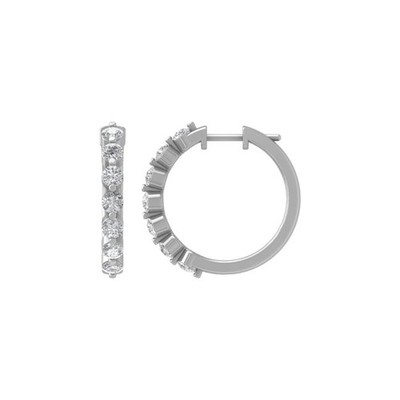 10k White Gold Round 0.75Ct Lab Grown Diamond Hoop Earrings Gift for Women