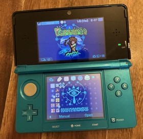 Nintendo 3DS Aqua Blue Metallic Teal Console CTR-001 USA System W/ charger